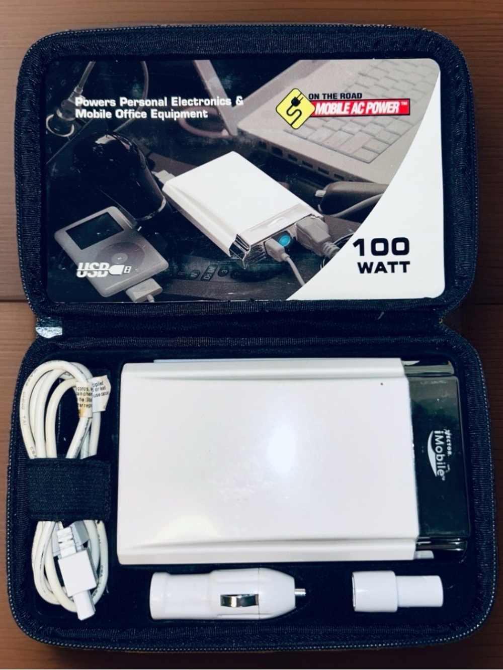 VECTOR Slim Power Inverter - 100 Watt - Mobile AC Power Case And Manuals